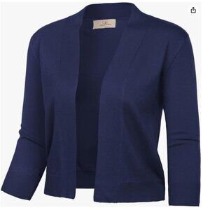 NWT Grace Karin 3/4 Sleeve Open Front Cropped Cardigan - Navy - Size 3XL
